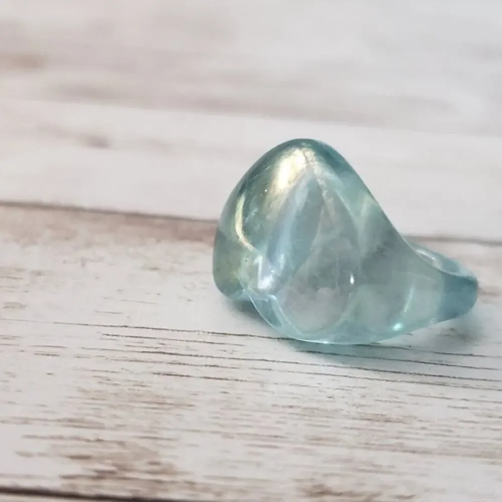 Lightly Iridescent Light Blue Heart Ring - Girls Ring